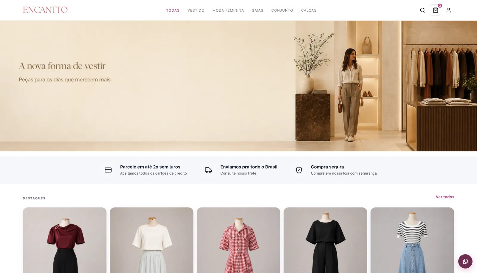 Loja virtual real da Encantto Store no Nopy